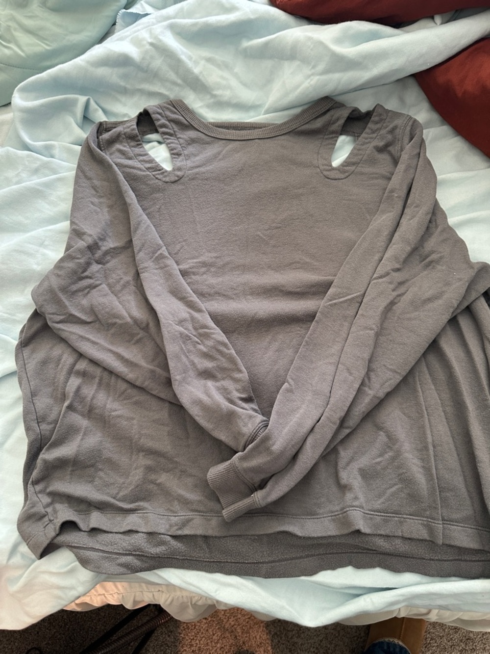JoyLab XXL Scoop Neck Crew Sweater in Gray
